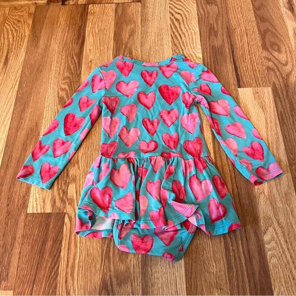 Posh Peanut Long Sleeve Twirl Bodysuit Dress “Queen of Hearts” Size 12-18 Month